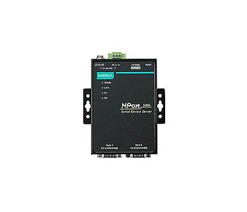 NPort 5250A-T - 2 port device server, 10/100M Ethernet, RS-232/422/485, DB9 male, 15KV ESD, 0.5KV serial surge, 12-48VDC, -40-75 by MOXA